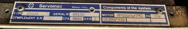 2050A DC Servo Controller MAS MPF150/6/742